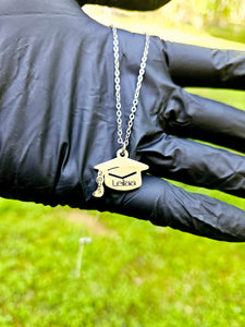 GRADUATION CAP AND GOWN STAINLESS STEEL PENDANT
