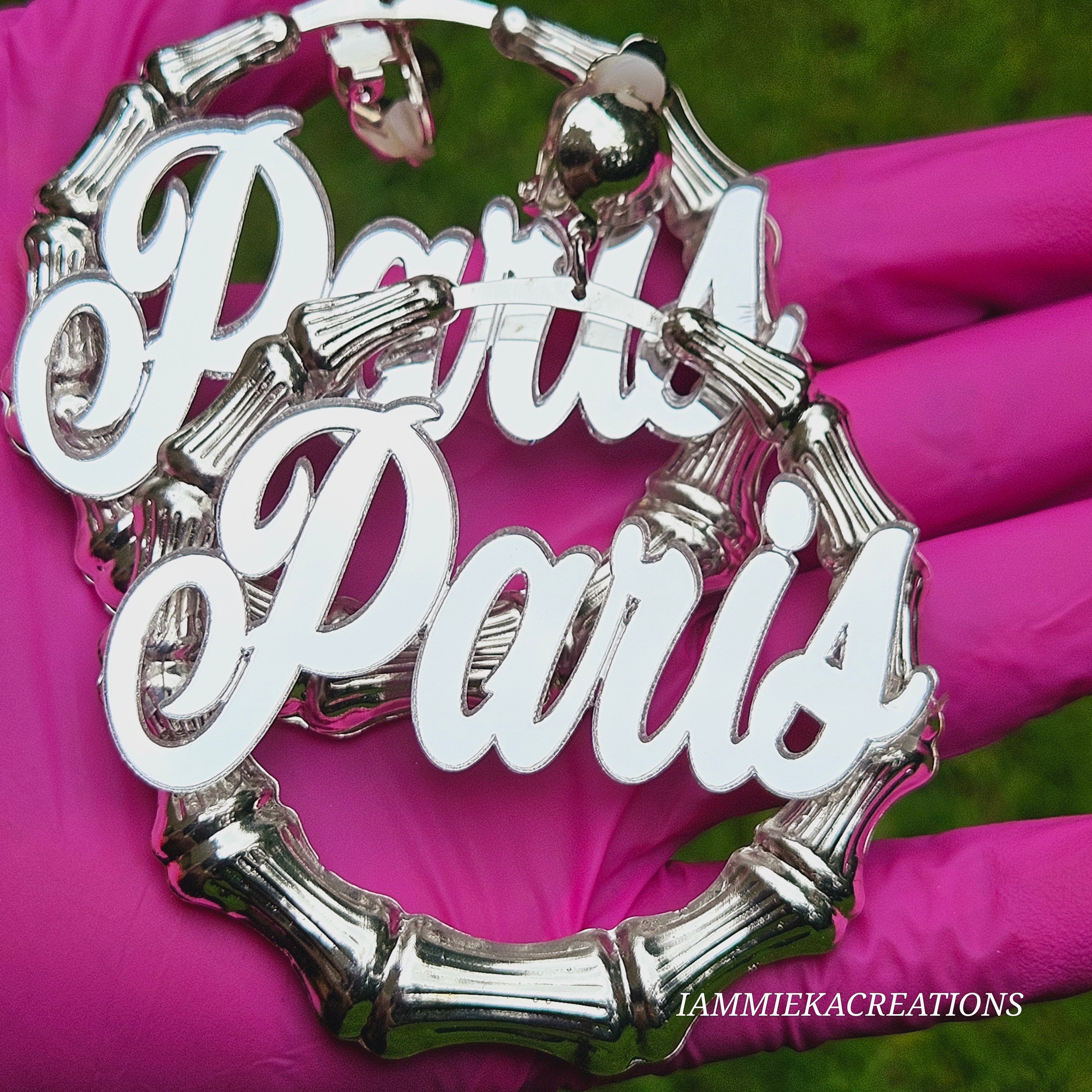 CLIP ON NAMEPLATE EARRINGS – IAmMiekaCreations