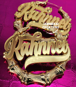 RAHNNEI NAMEPLATE EARRINGS