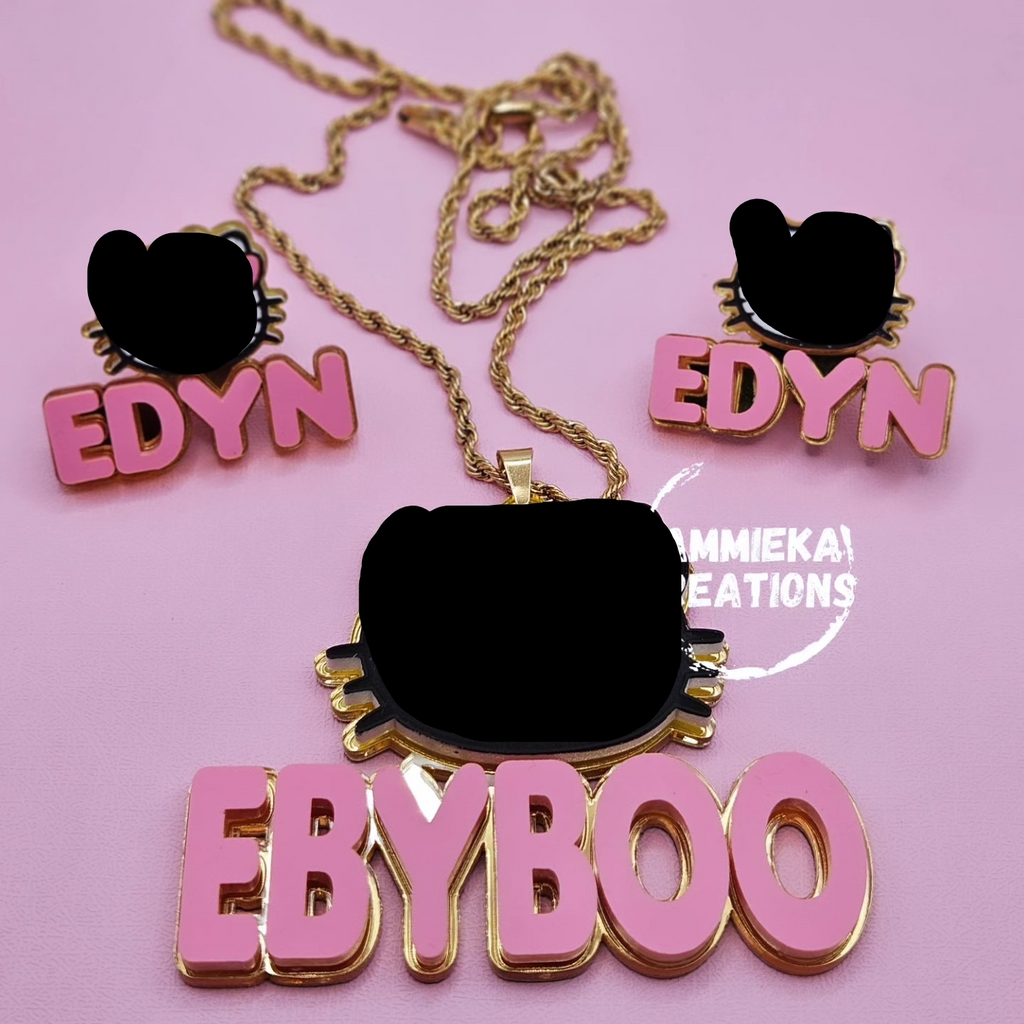 MY FAVORITE CHARACTER NAMEPLATE SET - (EARRINGS/NECKLACE)