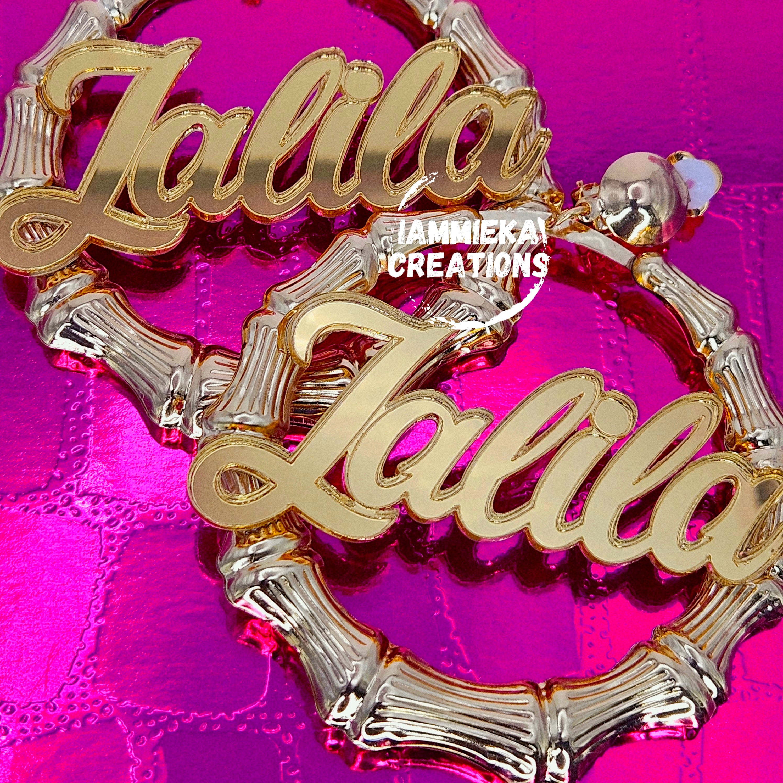 CLIP ON NAMEPLATE EARRINGS