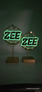 LIGHTS OUT (GLOW IN DARK) NAMEPLATE EARRINGS