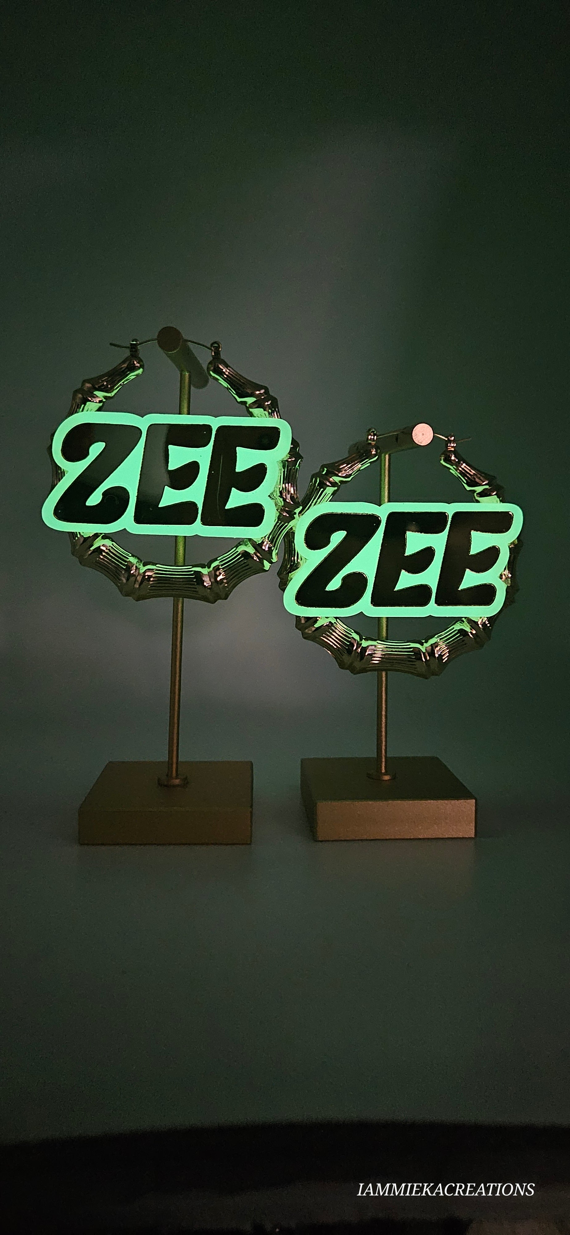 LIGHTS OUT (GLOW IN DARK) NAMEPLATE EARRINGS