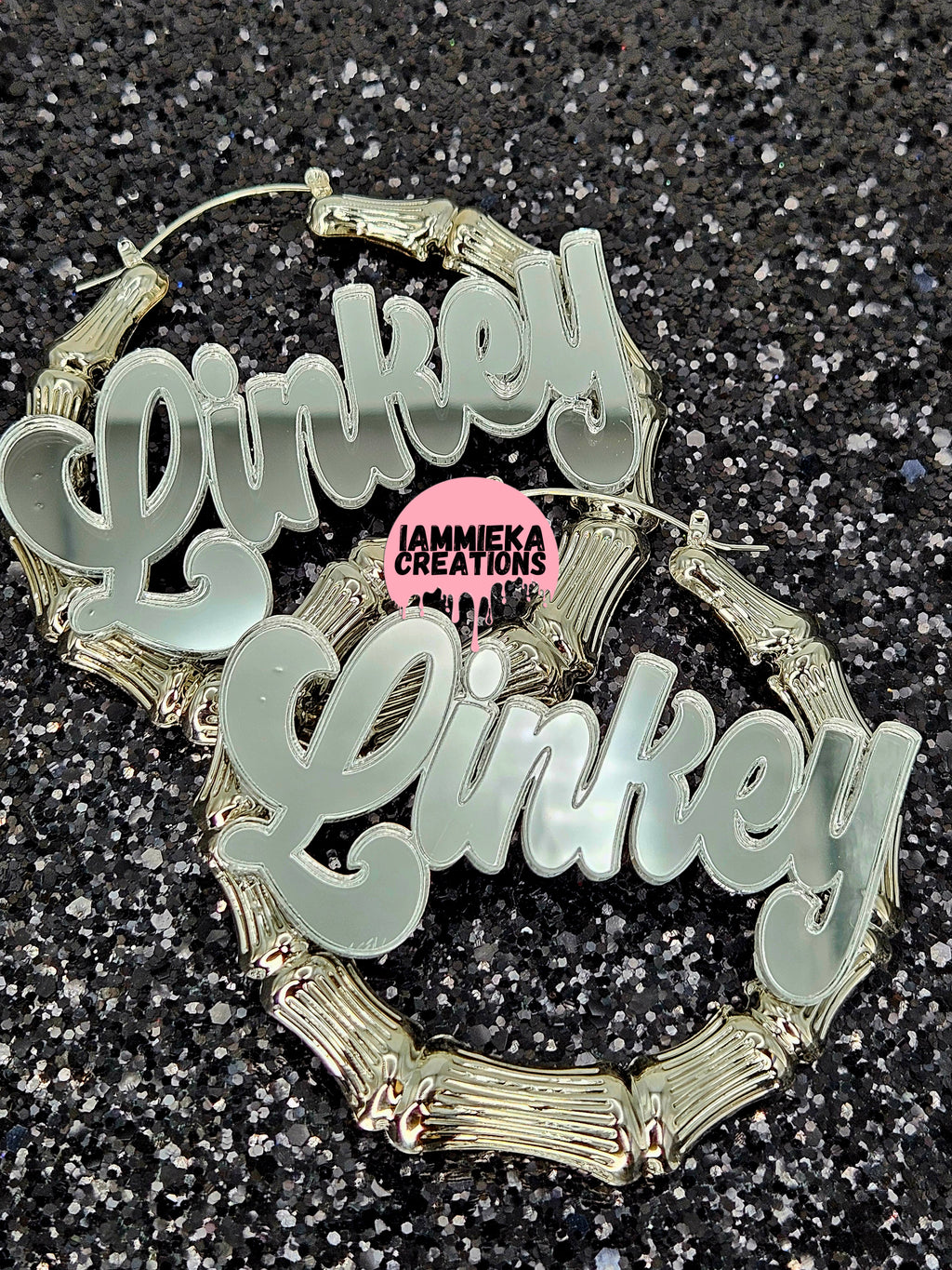 JUST MY NAME PLEASE NAMEPLATE EARRINGS