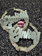 JUST MY NAME PLEASE NAMEPLATE EARRINGS
