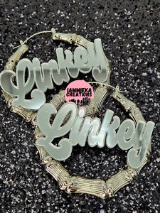 JUST MY NAME PLEASE NAMEPLATE EARRINGS