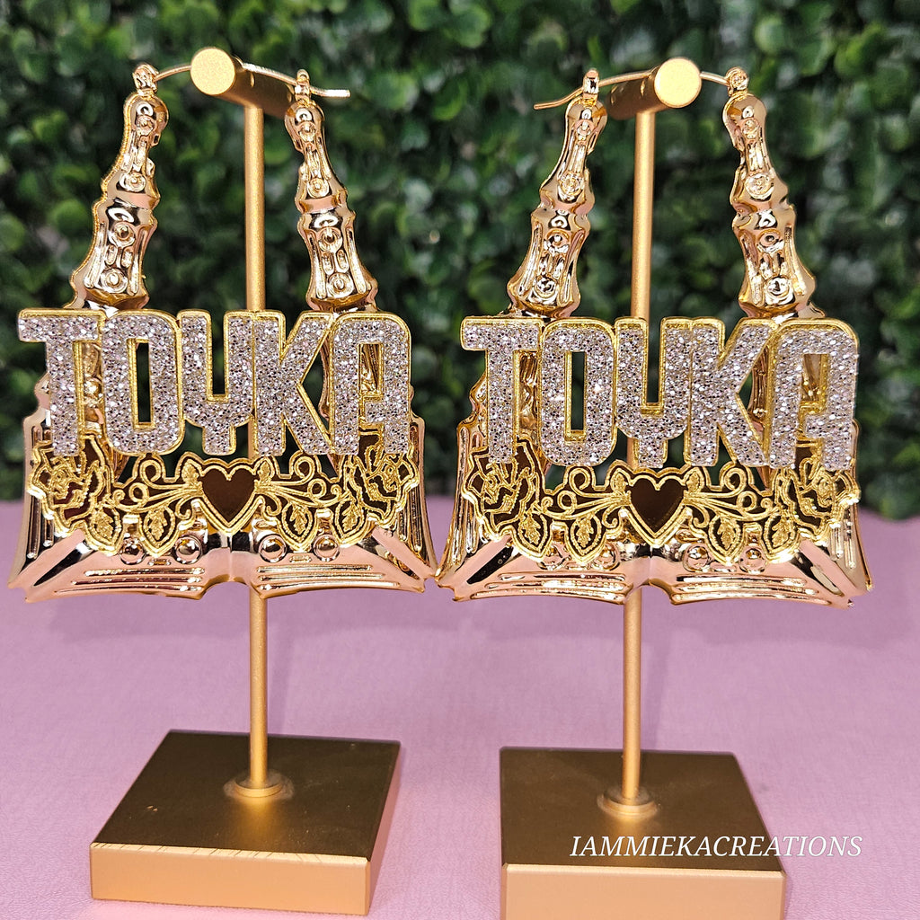 TOYKA NAMEPLATE EARRINGS