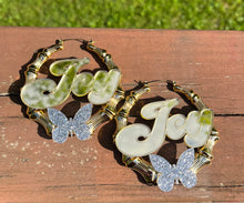 Load image into Gallery viewer, ADD A BUTTERFLY NAMEPLATE EARRINGS
