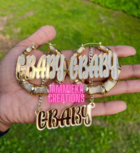 ALICIA EARRINGS/NECKLACE NAMEPLATE SET
