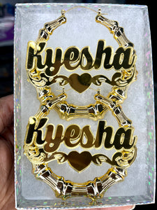 JUST MY NAME PLEASE NAMEPLATE EARRINGS