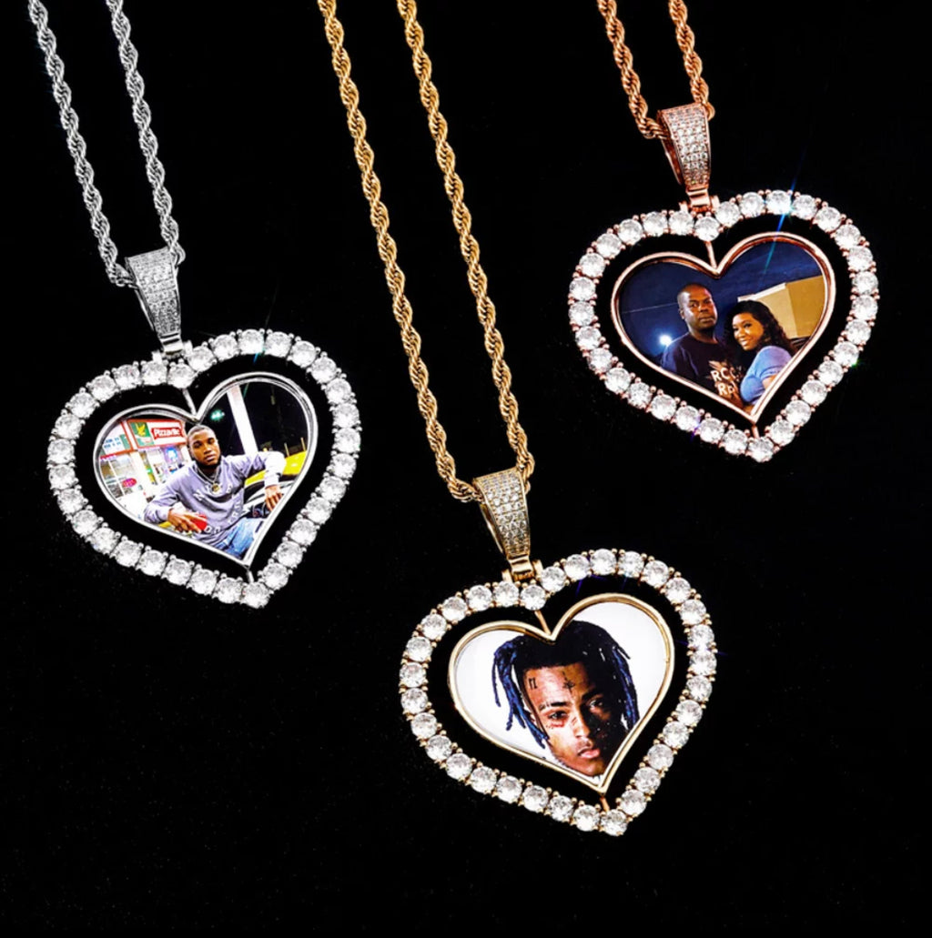 DOUBLE SIDED HEART PHOTO KEEPSAKE PENDANT