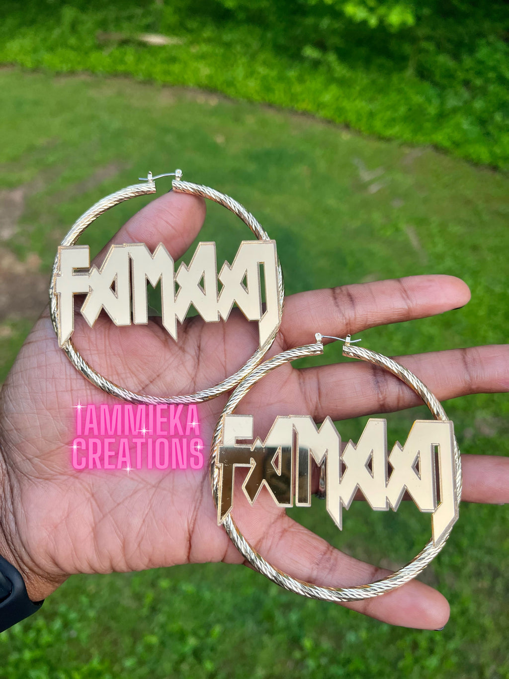 JUST MY NAME PLEASE NAMEPLATE EARRINGS