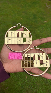 CITY GIRLS NAMEPLATE EARRINGS