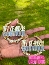 Load image into Gallery viewer, REP YOUR BUSINESS NAMEPLATE EARRINGS
