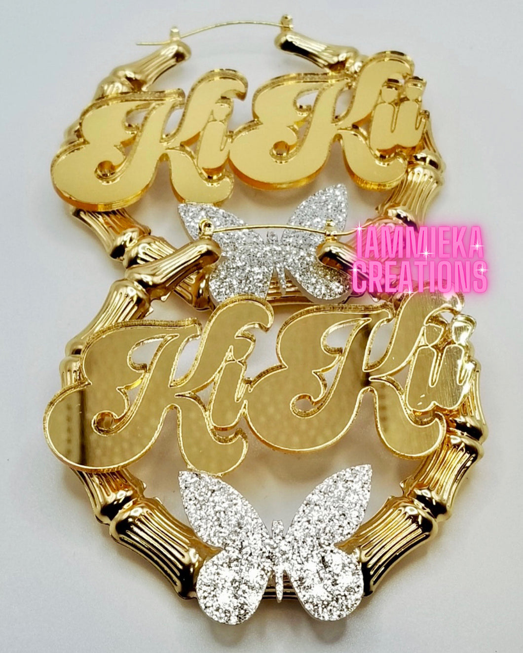 ADD A BUTTERFLY NAMEPLATE EARRINGS