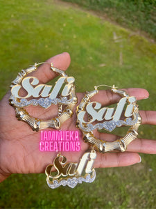 ALICIA EARRINGS/NECKLACE NAMEPLATE SET