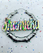 Load image into Gallery viewer, SPLATTER PAINT NAMEPLATE EARRINGS
