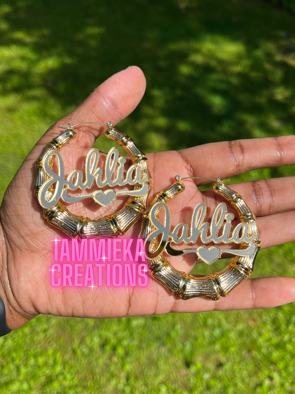 JUST MY NAME PLEASE NAMEPLATE EARRINGS