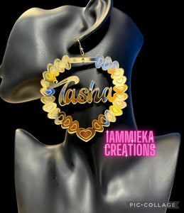 MOMMY AND ME NAMEPLATE EARRINGS